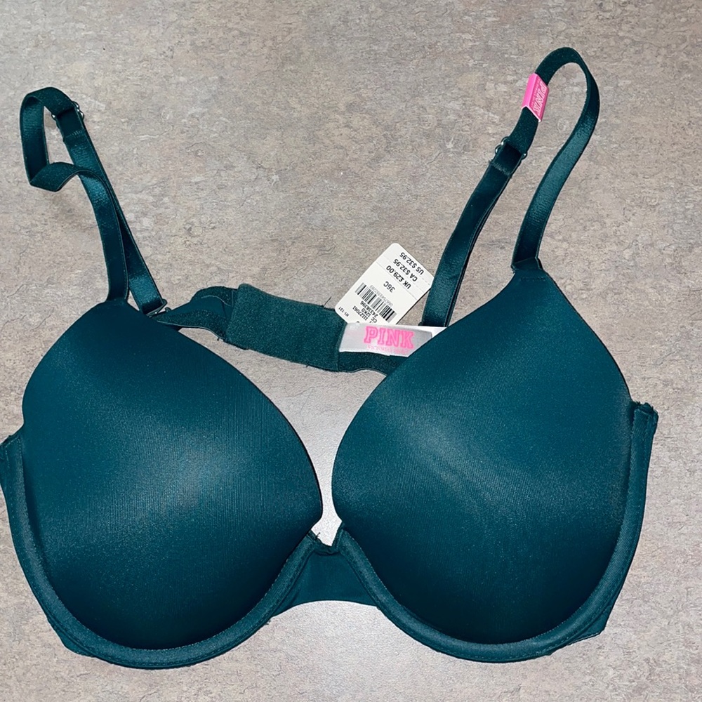 NWT Emerald Green Victoria’s Secret Pink Push Up Bra 36C